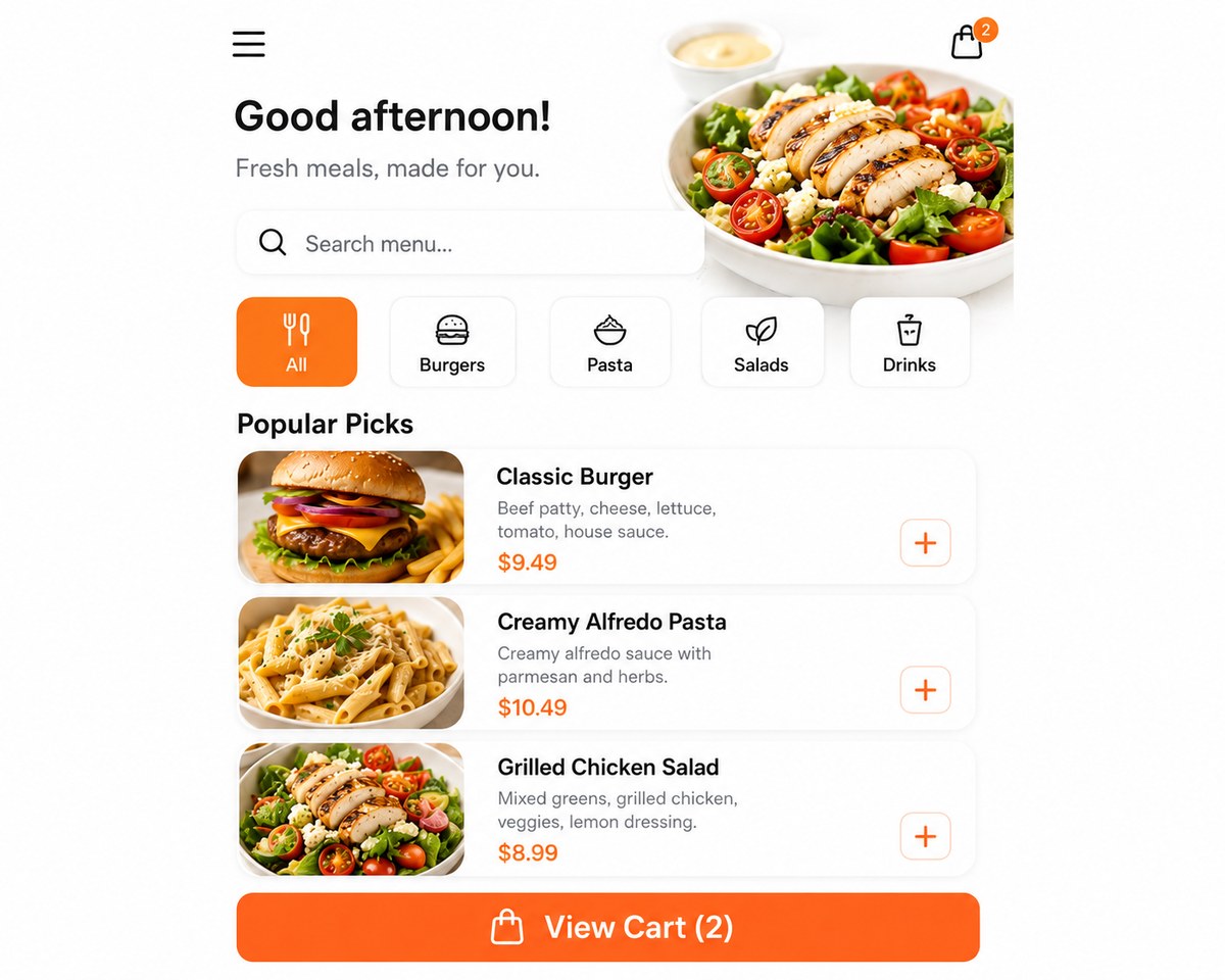 Mobile-first online ordering template