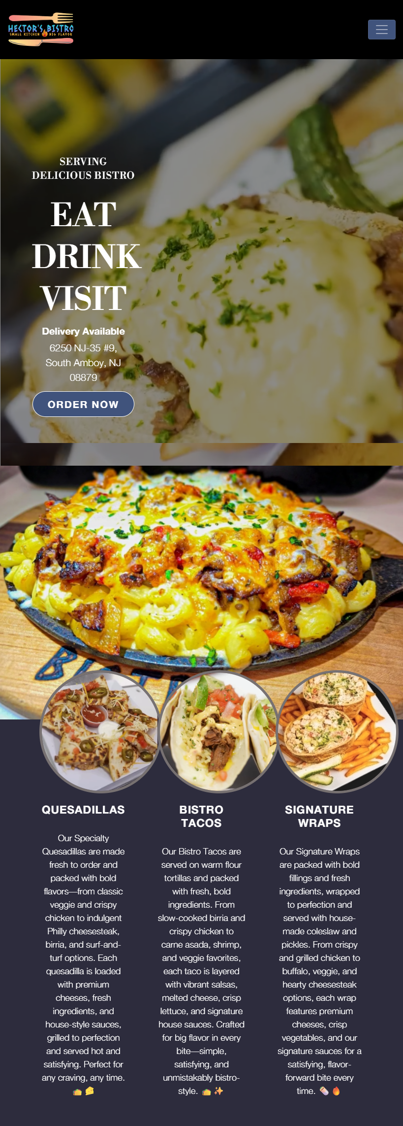 NEW JERSEY Hectors Bistro website screenshot